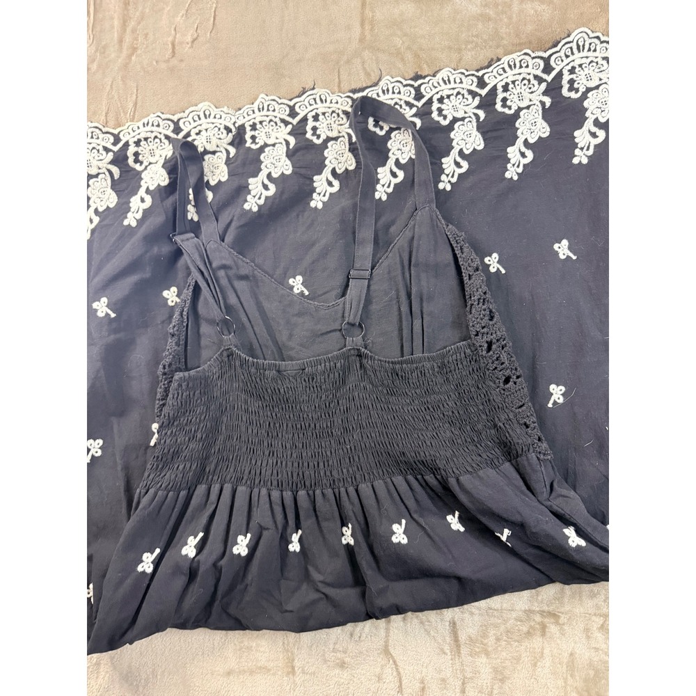 Lane Bryant Black Crochet Bodice Embroidered Hem Midi Dress Womens 18 Cotton - Picture 6 of 6